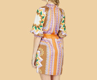 Jade - Scarf Print Peasant Dress