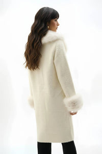Joseph Ribkoff - Detachable Faux Fur Trim Long Sleeve Coat