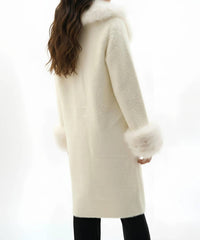 Joseph Ribkoff - Detachable Faux Fur Trim Long Sleeve Coat