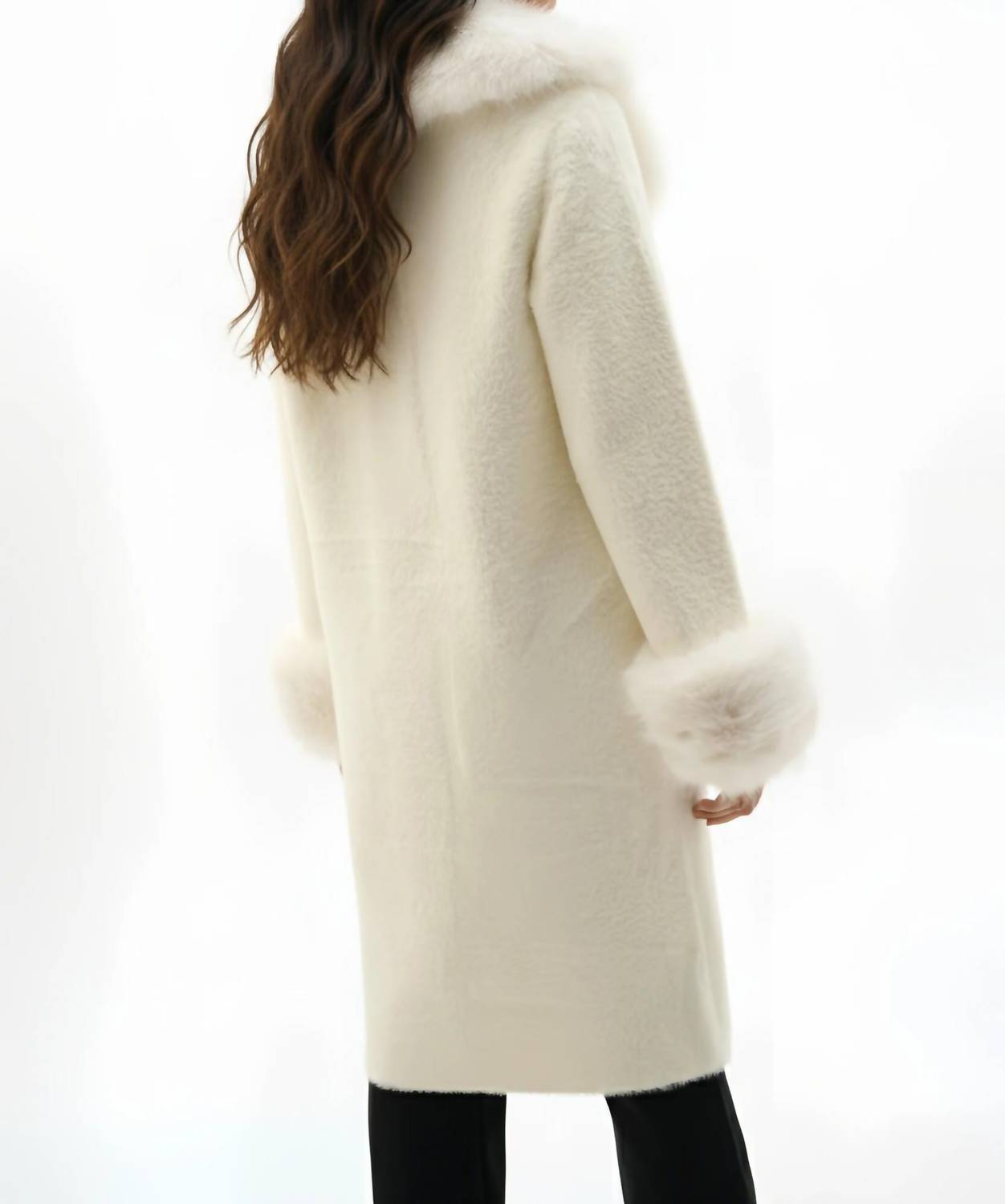 Joseph Ribkoff - Detachable Faux Fur Trim Long Sleeve Coat