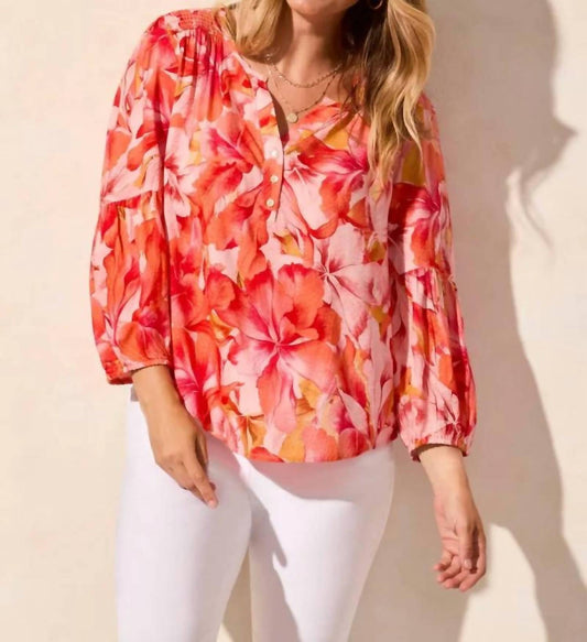 Tribal - Jacquard Smocked-neck Blouse