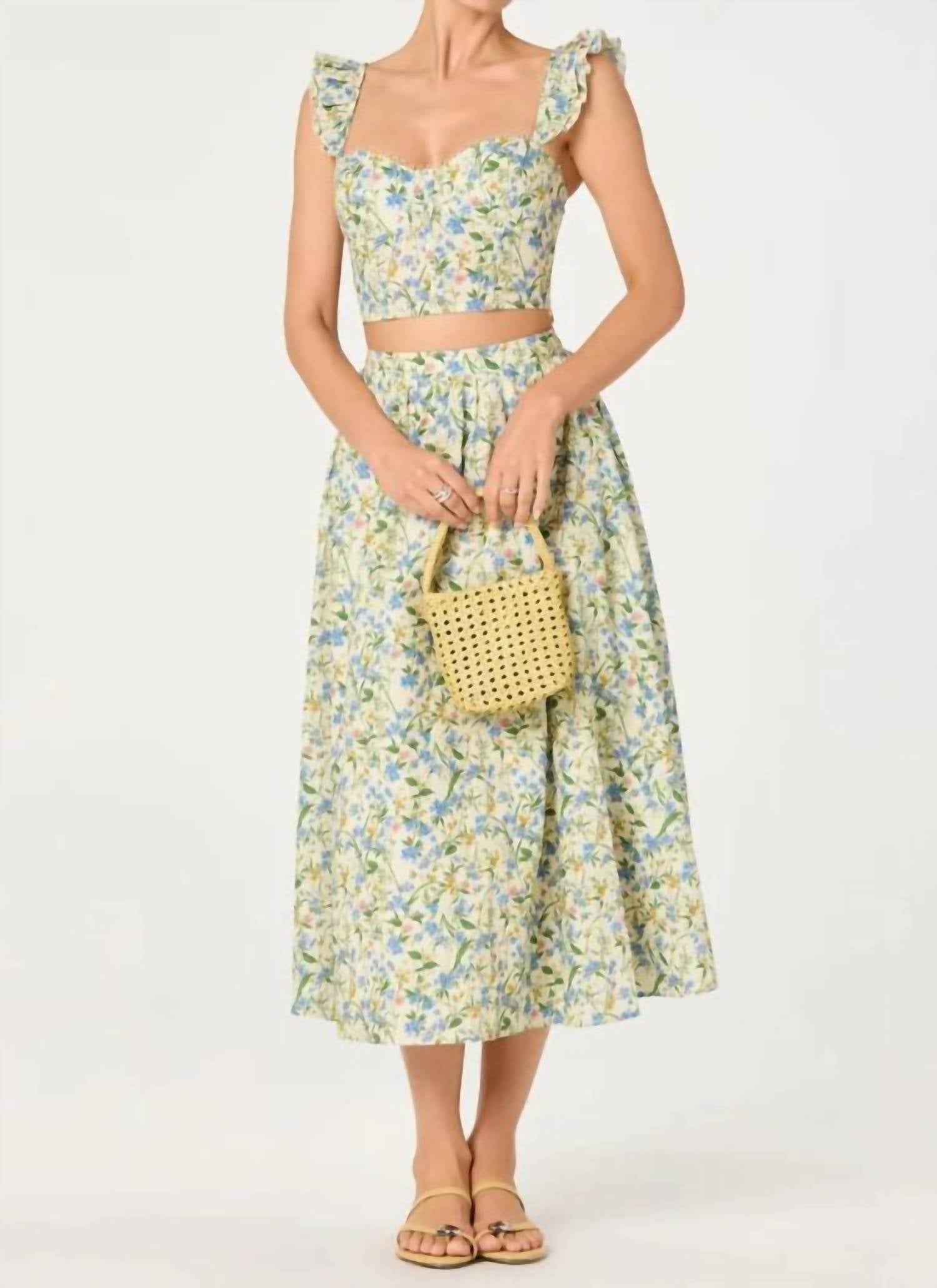 Astr - Wylda Woven A-line Midi Skirt