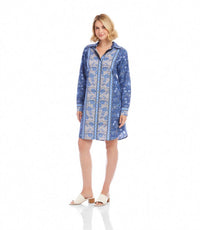 Karen Kane - Long Sleeve Border Print Shirtdress