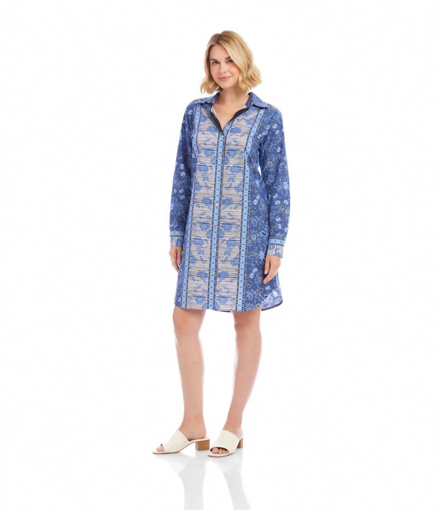 Karen Kane - Long Sleeve Border Print Shirtdress