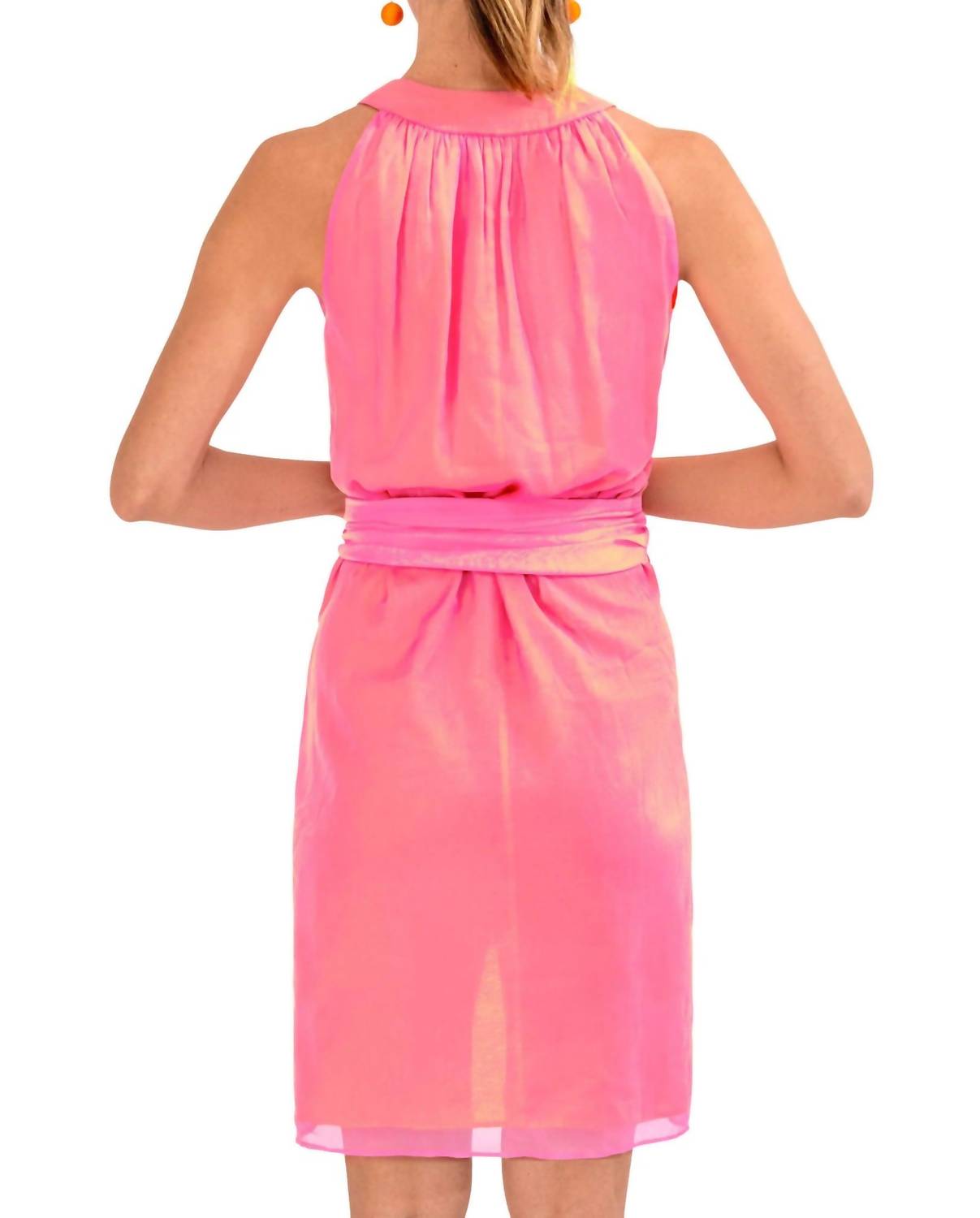 GRETCHEN SCOTT Sorbet Mini Dress in pink orange - women's dress - alternate view