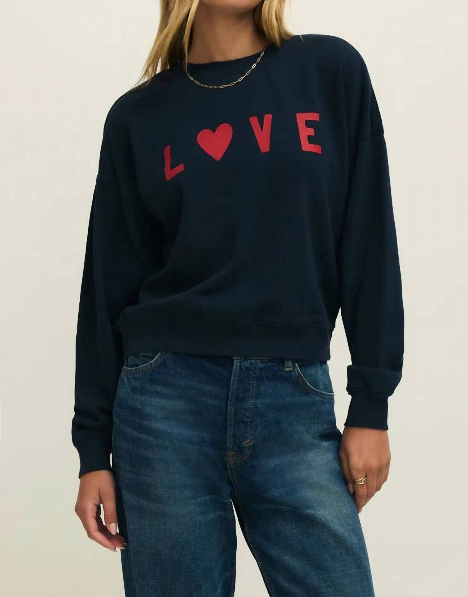 Z Supply First Date Fleece Sweatshirt in eclipse - women's top