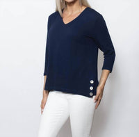 Sno Skins - Seersucker Knit V-neck Top