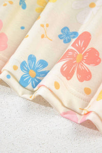 Lovesoft - Floral Print Crop Top Wide Leg Short Set