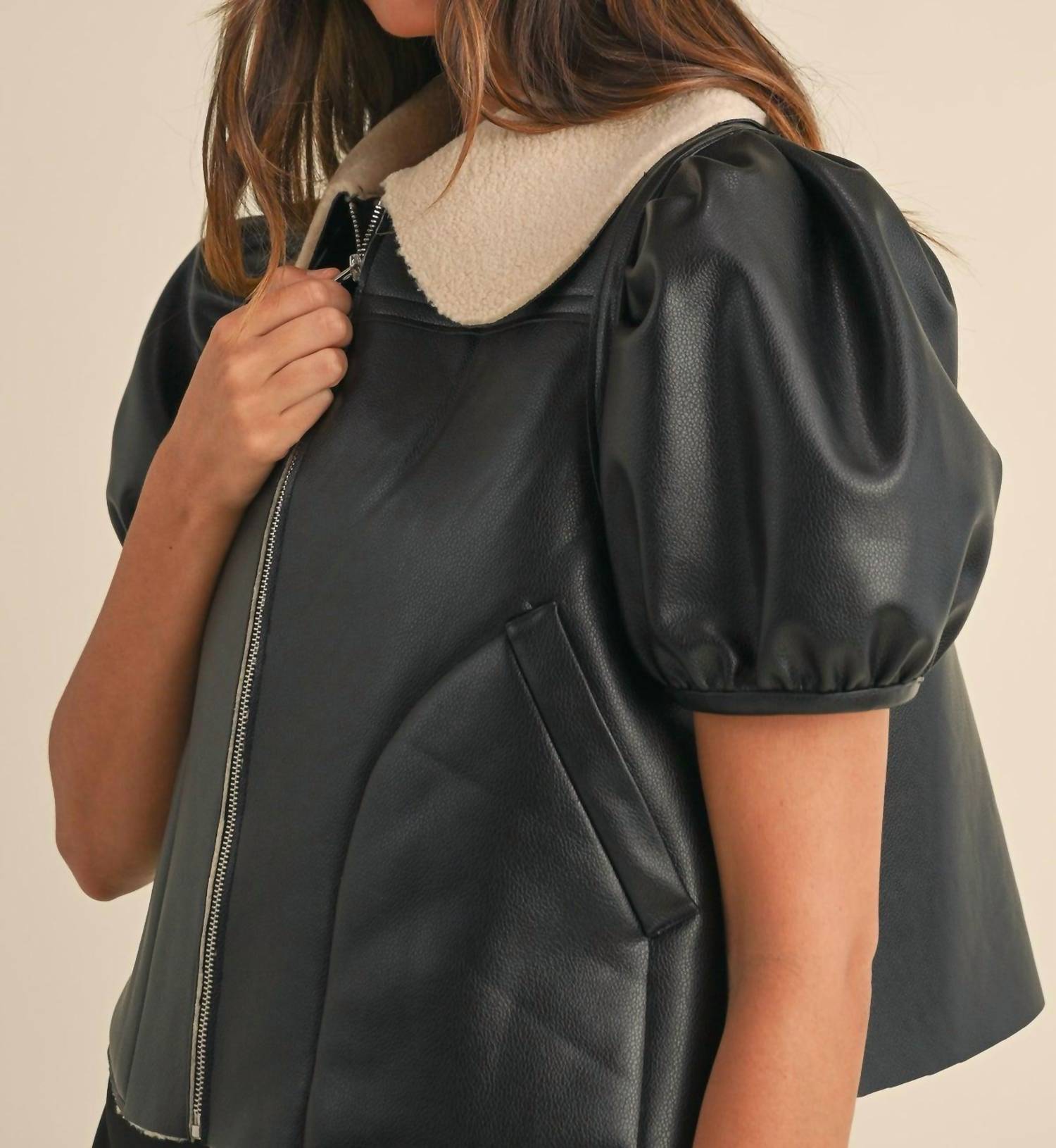 Mable - Quintessa Shearling Lined Cropped Jacket
