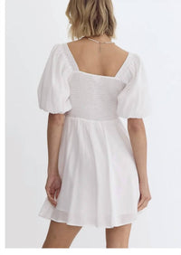 Entro - Puff Sleeve Poplin Mini Dress