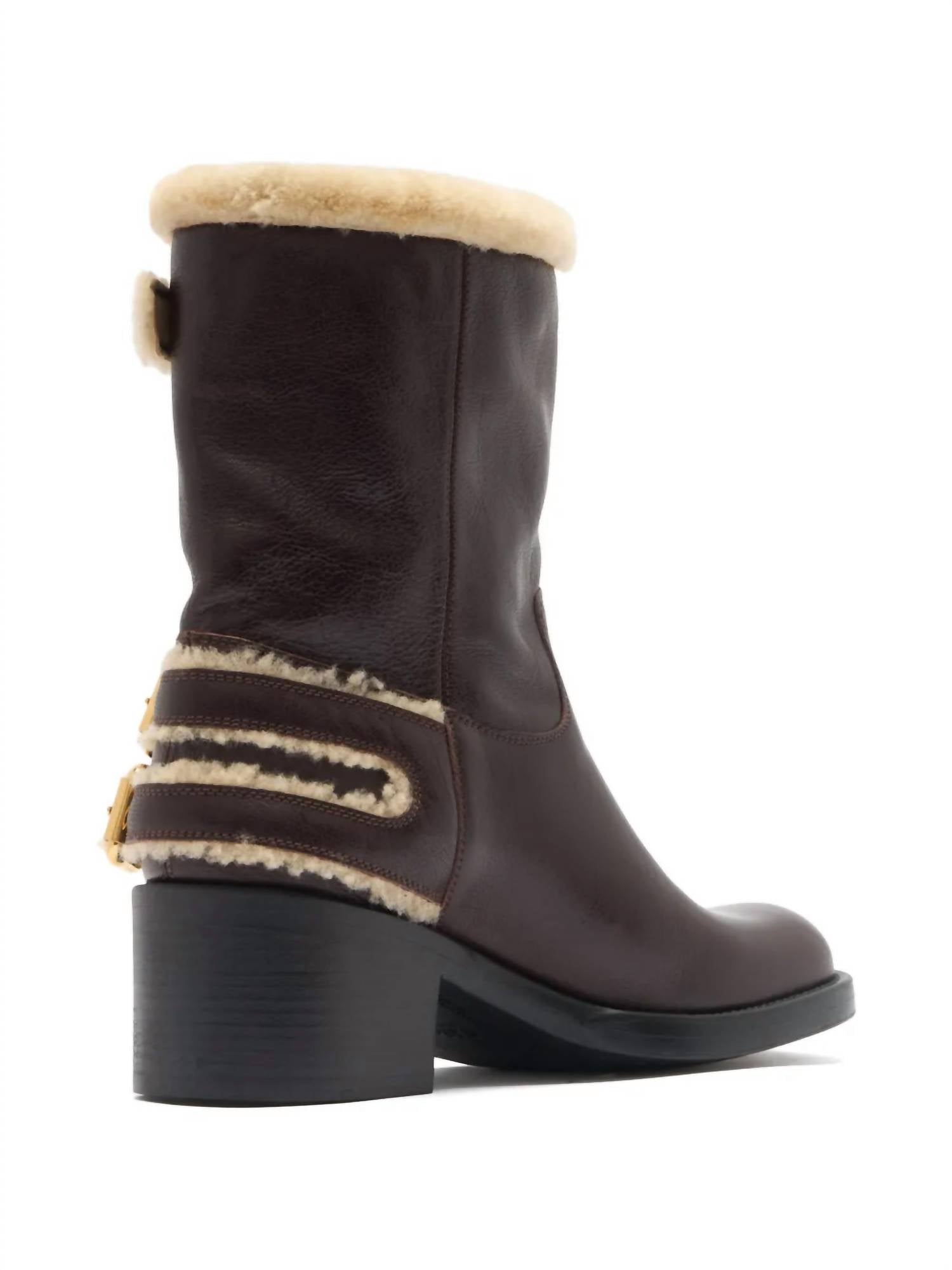 Chloe Women's Dakota Shearling Boot in burnt wood - women's shoe - alternate view