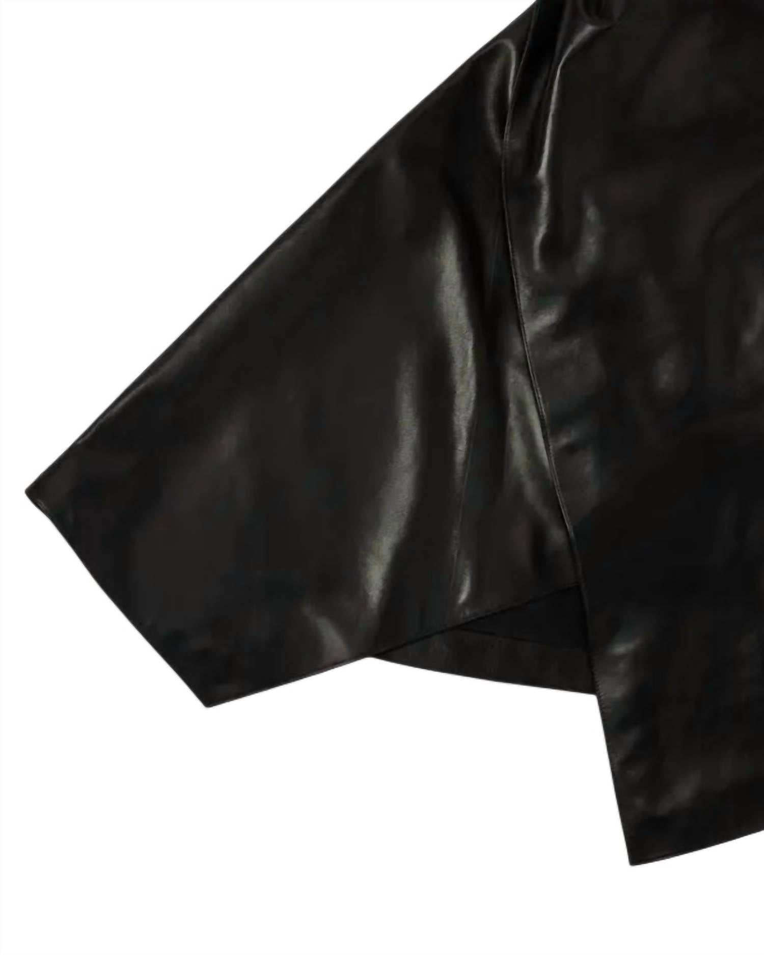Veronica de Piante Keeva Nappa Leather Cape in black - women's jacket - view 7