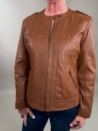 11 Uptown - Braided Detail Leather Jacket