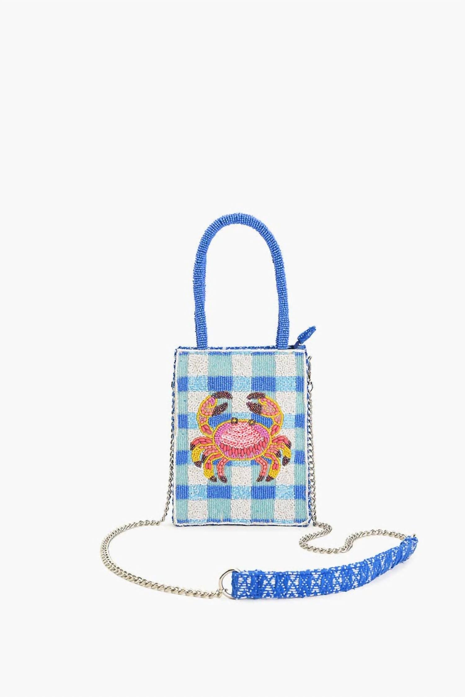 America & Beyond - Crab It Beaded Top Handle Bag