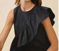 Tcec - Cascading Ruffle Panels Drape Detail Peplum Top