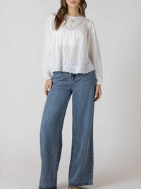 Dex Clothing - Crochet Detail Embroidered Blouse