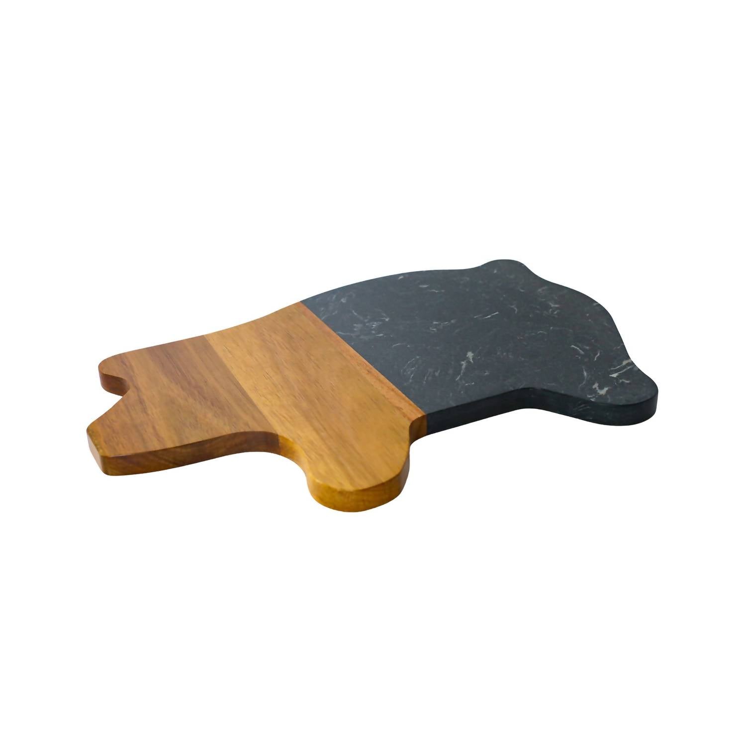 Creative Gifts International - Marble and Acacia Wood Pig Board