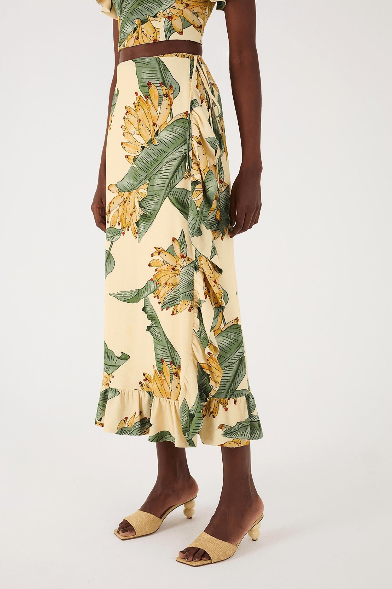 dress to Banana Maxi Skirt in paradise print - women's skirt - alternate view