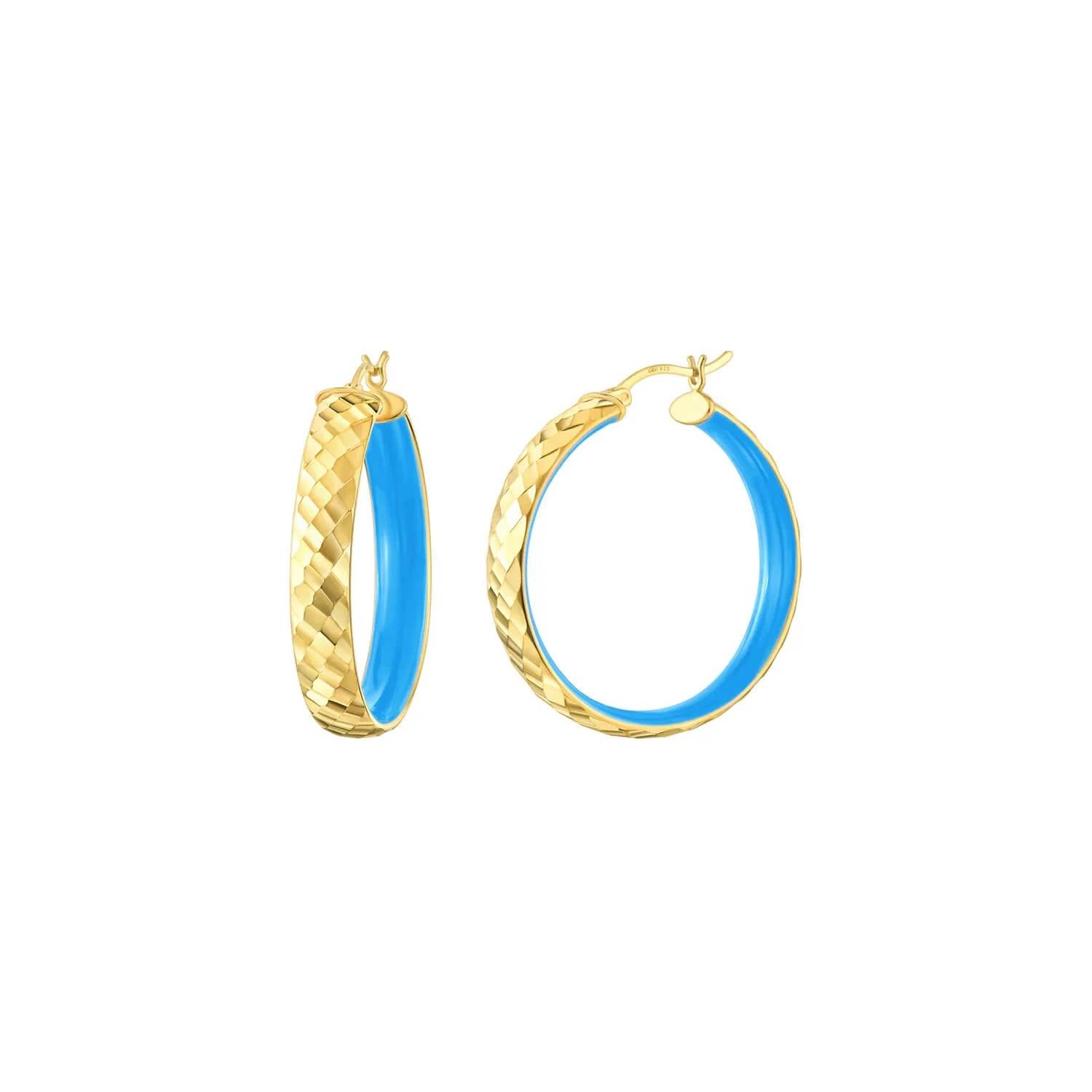Gold & Honey - Women's Enamel Hammered Hoop Earrings