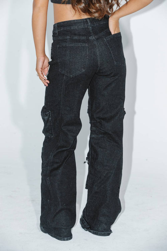 Wffs - Cut Out Rhinestone Cargo Pants