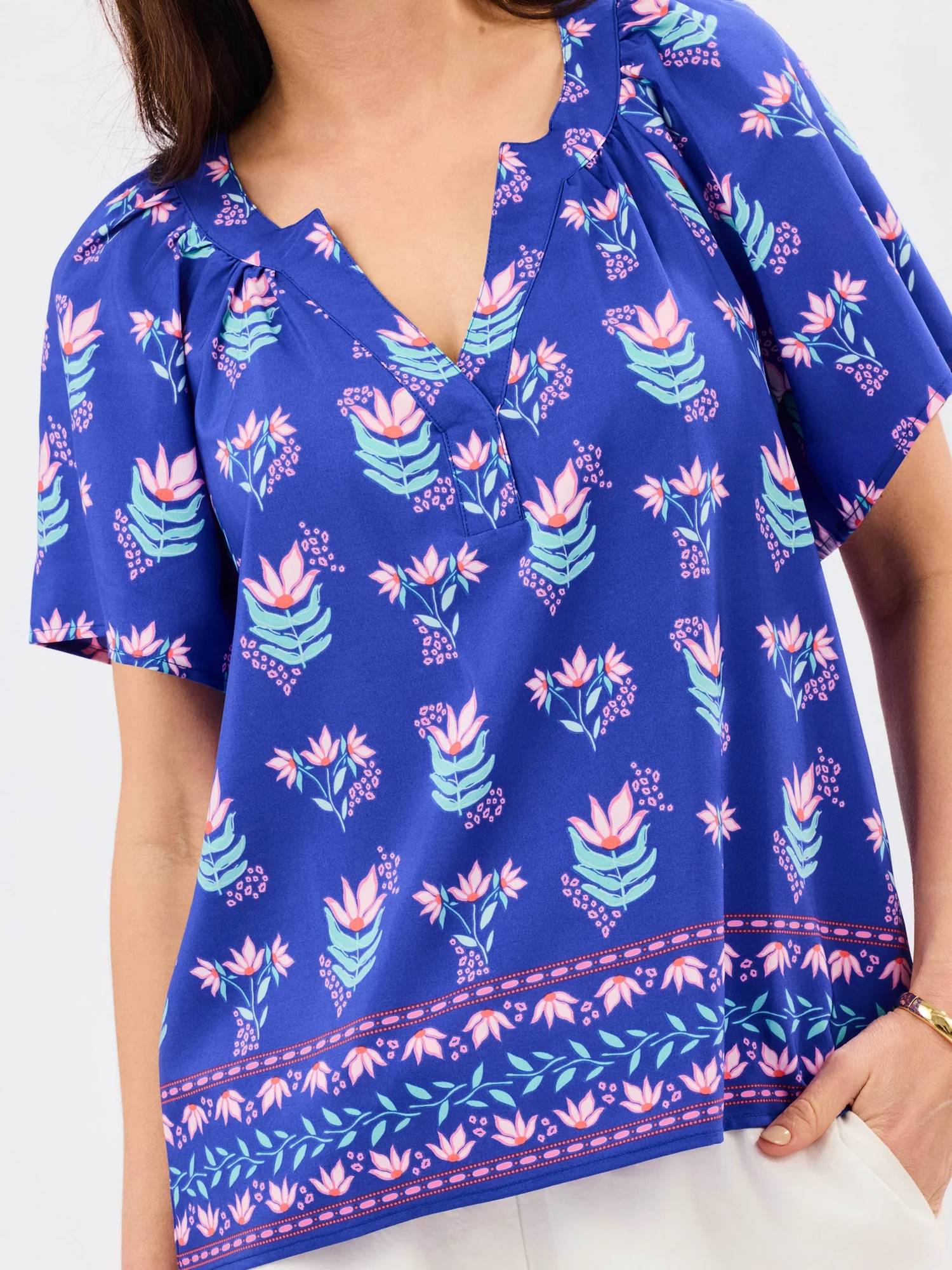 Mary Square - Lori Split V-neckline Blouse