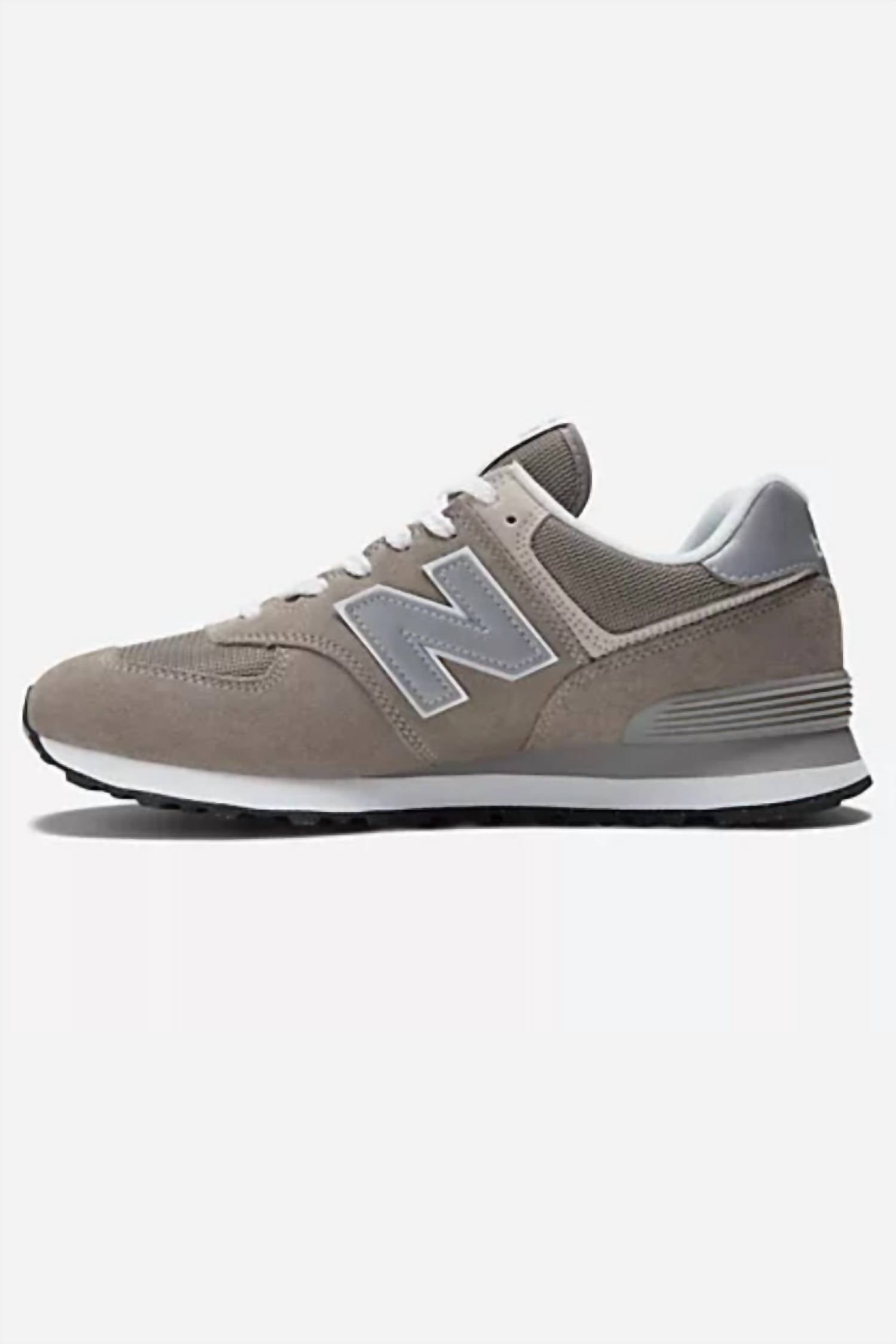 New Balance Men's 574 Core Sneakers in grey with white - men's sneaker - detail view