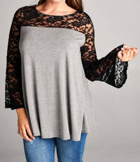 Emerald Collection - Lace Bell Sleeves Tunic