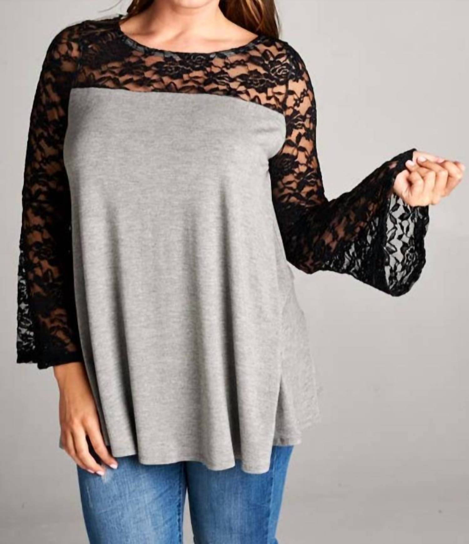 Emerald Collection - Lace Bell Sleeves Tunic