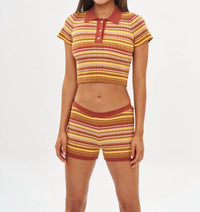 Bananhot Mike Stripes Polo Shirt in jack toffee rib - women's t-shirt