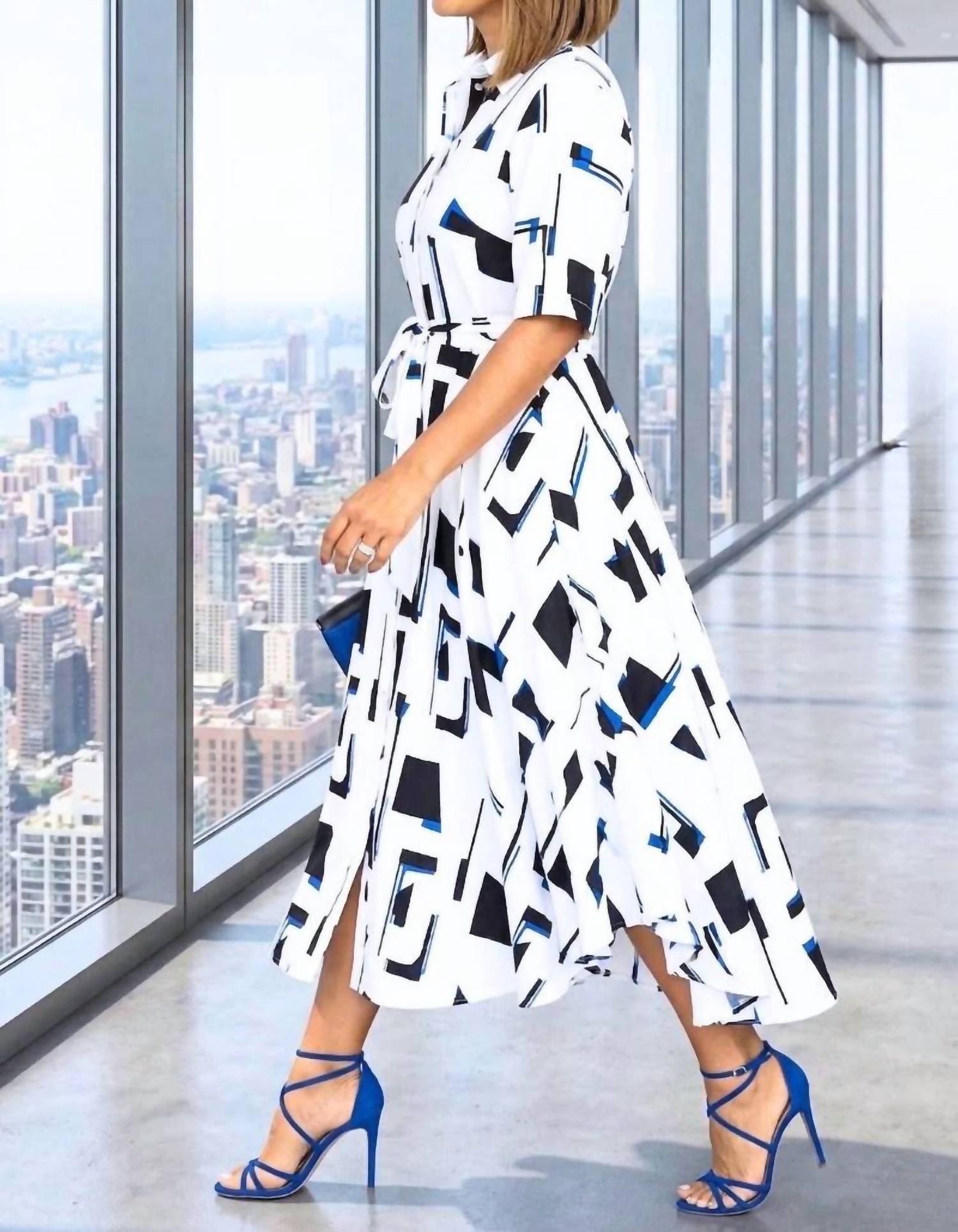 entro City Lights Midi Shirt Dress in white - women's dress - view 4