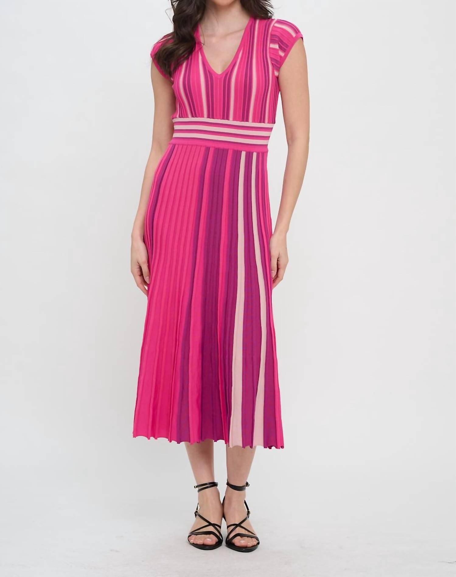 Meet Me in Santorini Stripe Knit Midi Dress in santorini stripe knit midi dress in burgundy - women's dress