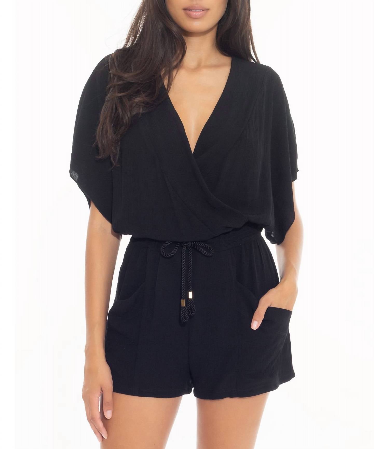 Becca By Rebecca Virtue - Knot Front Romper Swim Cover up