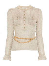 Self-Portrait - Lurex Ribbed Knit Top With Belt