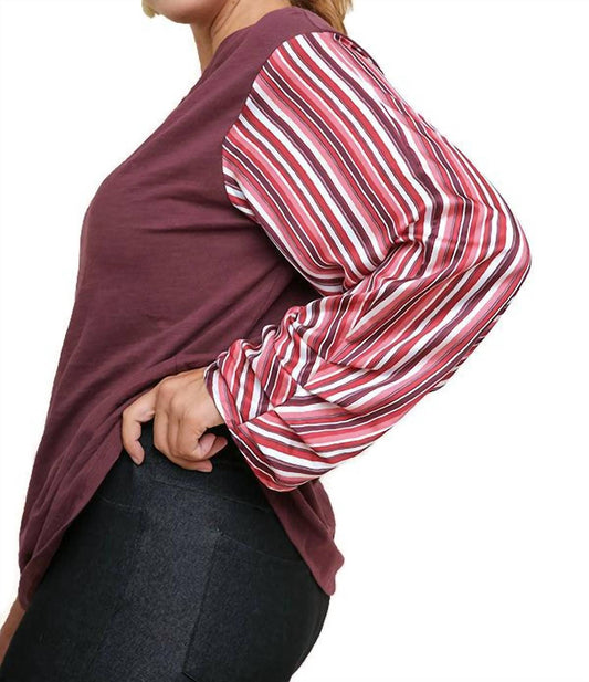 Umgee - Satin Striped Sleeve Top