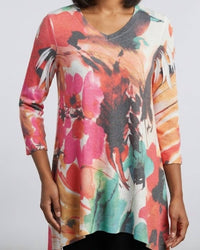 Jess & Jane Love Song Light Weight Sweater Knit Top in multicolor - women's shirt