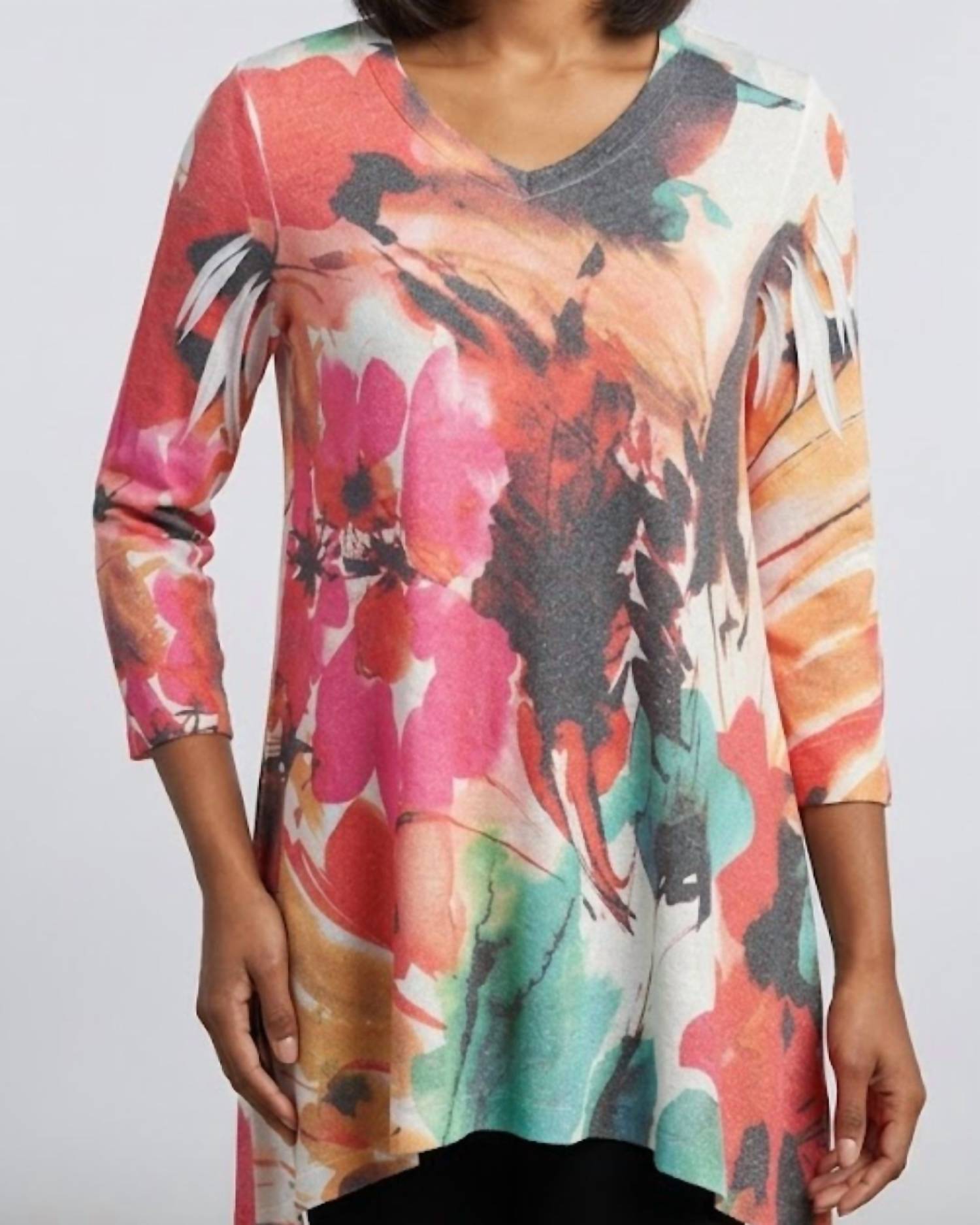 Jess & Jane Love Song Light Weight Sweater Knit Top in multicolor - women's shirt
