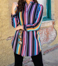 Lucky & Blessed - Serape Button Up Tunic Shirt