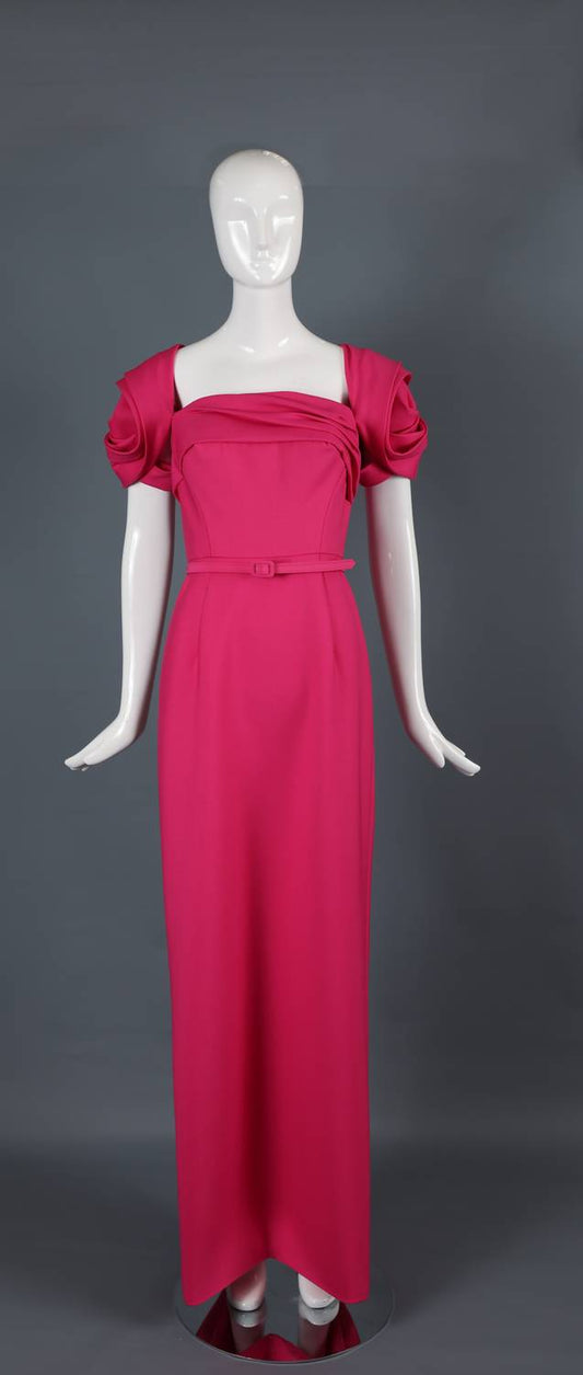 Oscar De La Renta - Women’s Formal Maxi Dress With Draped Sleeves