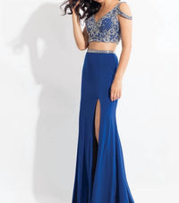 Rachel Allan - Embellished Jersey Two-piece Evening Gown
