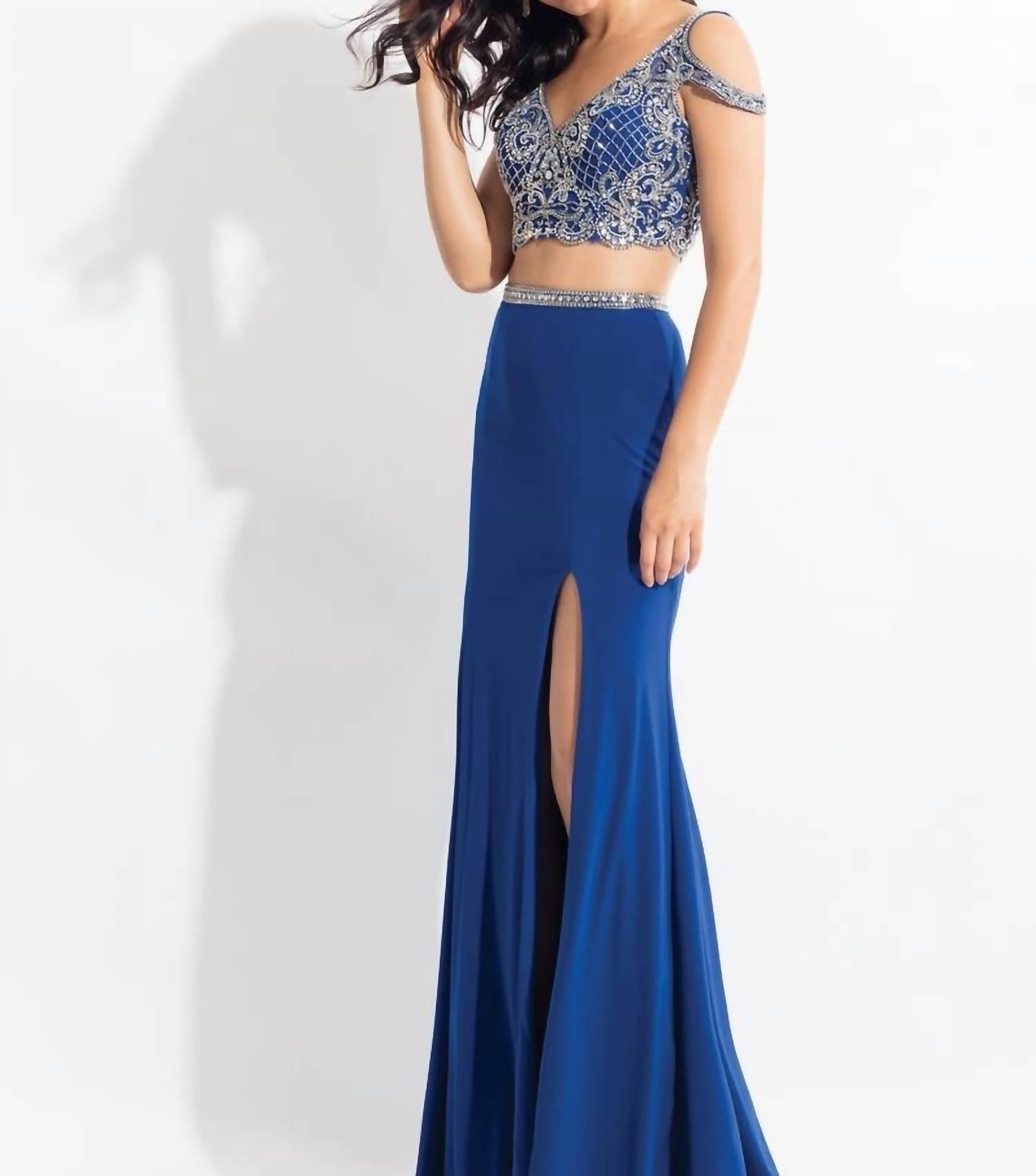 Rachel Allan - Embellished Jersey Two-piece Evening Gown