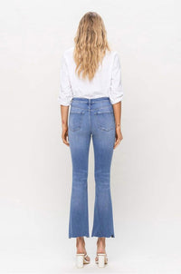 Flying Monkey - Scalloped Hem High Rise Kick Crop Flare Jeans