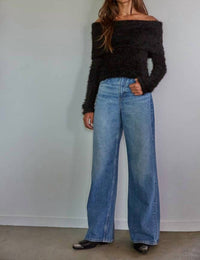 By Together - Foldover Off The Shoulder Long Sleeve Pullover Top