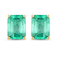 Diana M Jewels Women's Octagon Natural Ethiopian Emerald Stud Earrings (2.75 Ct) - Signature in 14k yellow gold - women's jewelry