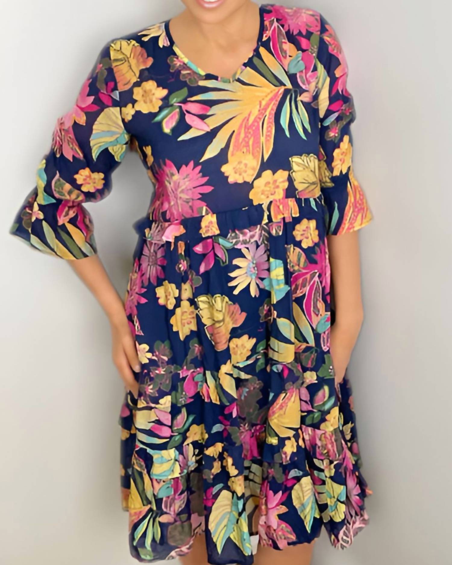 Ethyl - Floral Print Tiered Dress