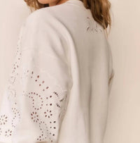 Loveshackfancy - Lalo Bandana Eyelet Fleece Pullover Sweater