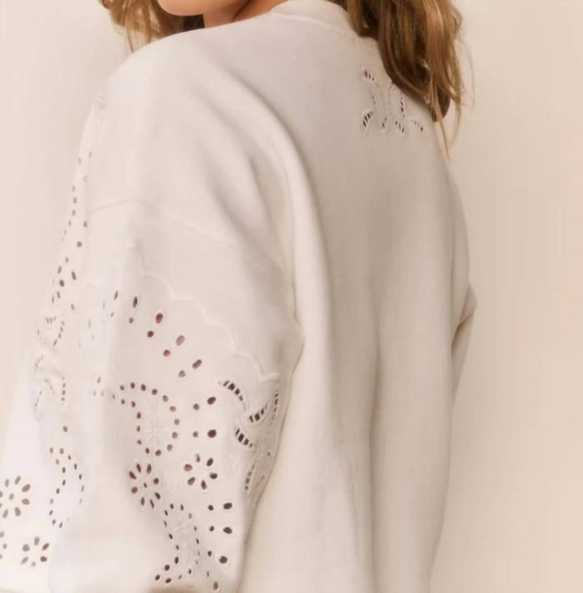 Loveshackfancy - Lalo Bandana Eyelet Fleece Pullover Sweater