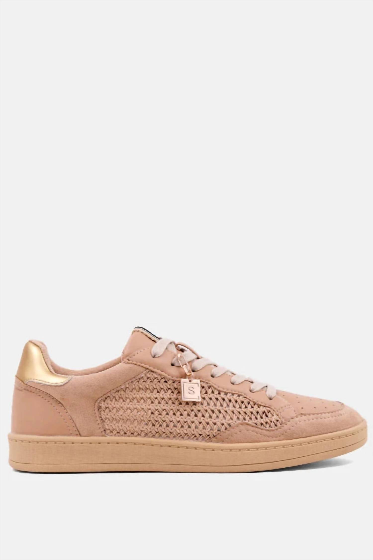 SHU SHOP Women's Woven Laceup Sneaker in nude - women's sneaker