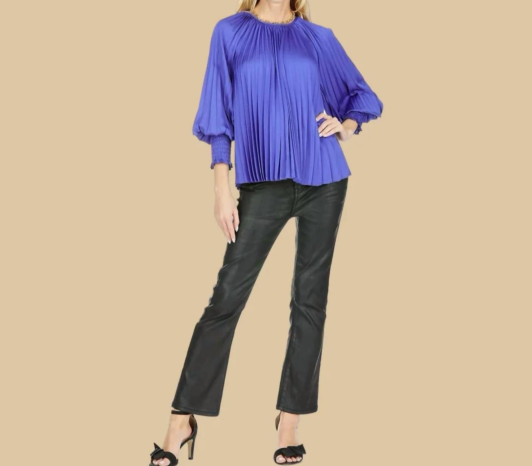 Joy Joy - Pleated Bishop Sleeve Top