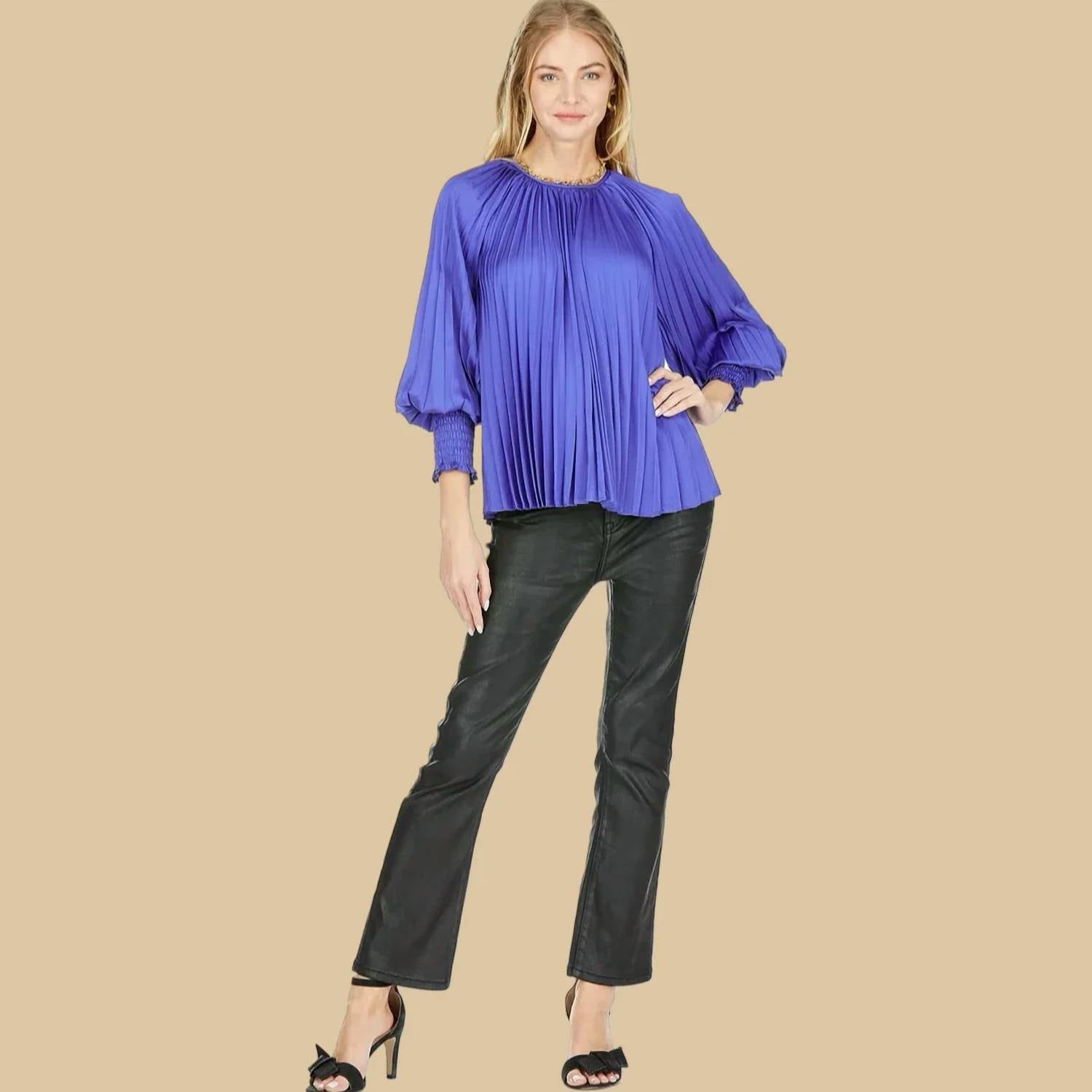 Joy Joy - Pleated Bishop Sleeve Top