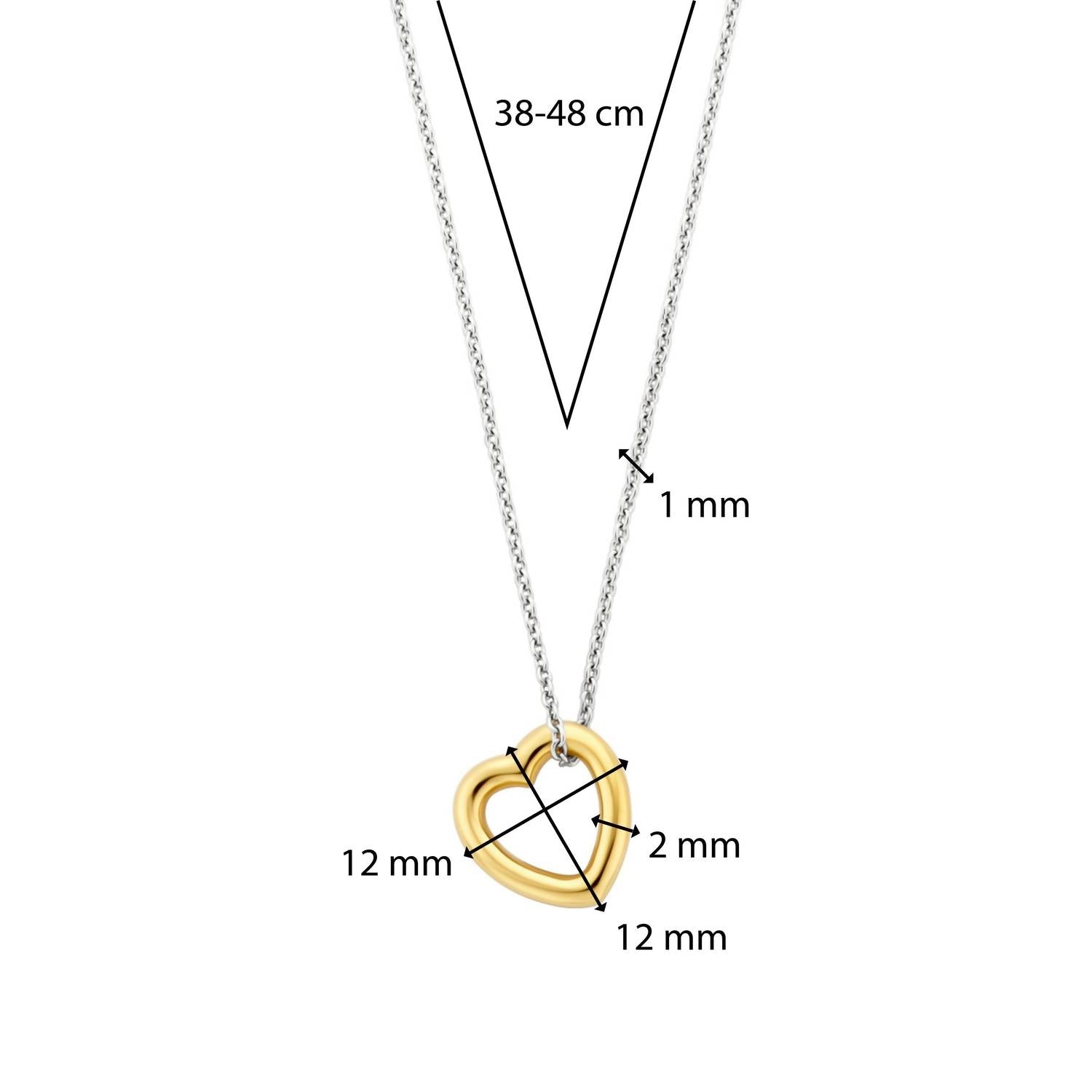 Ti Sento - Women's Gold-Plated Hanging Heart Necklace